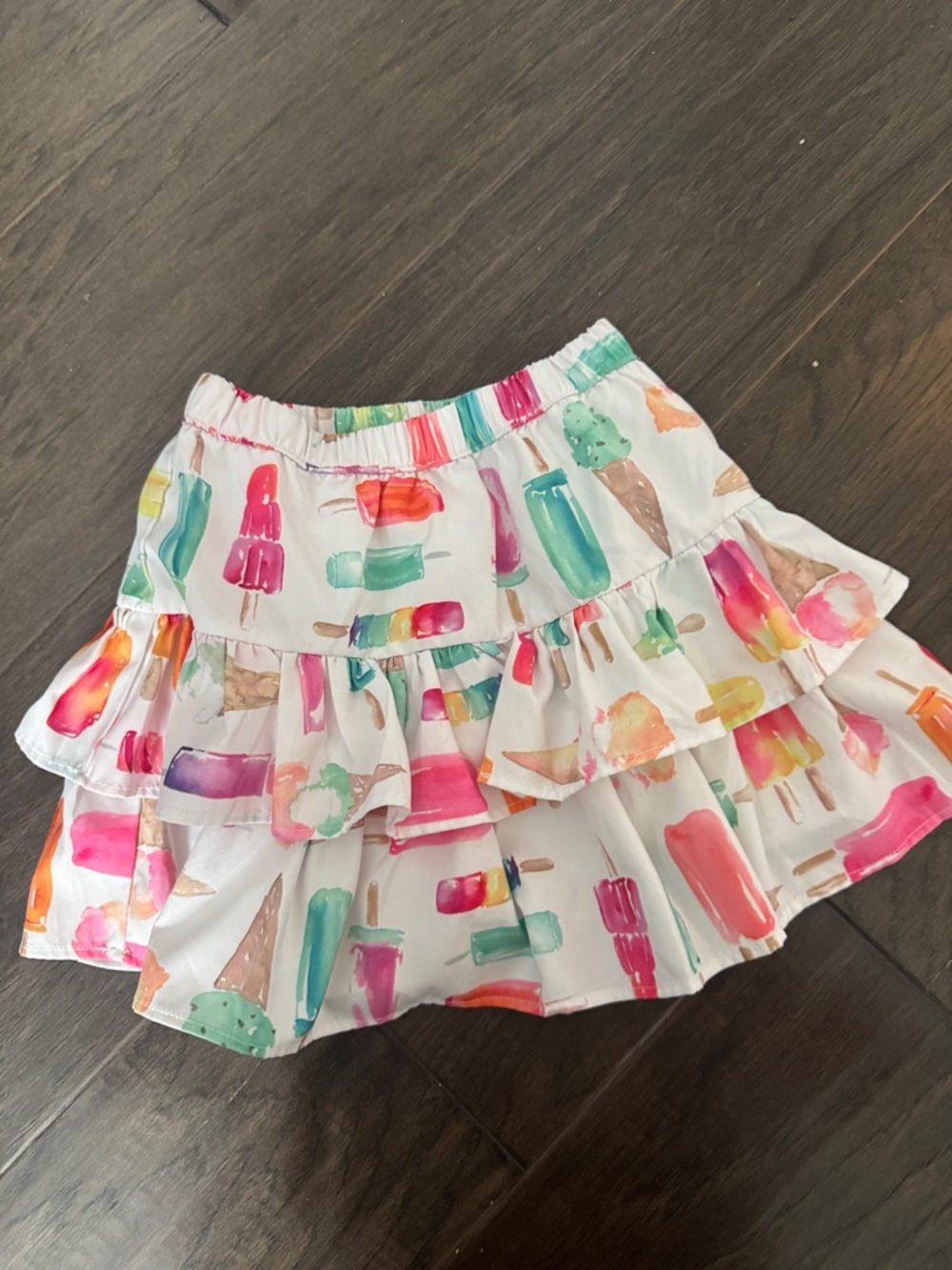kate spade White Tiered Skirt with Multicolor Popsicle Print